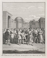 KG 12757
          <br/>
          Wijze waarop prinselijke Inca's trouwen.
          <br/>
          <em>Duflos, Claude (1665-1737)</em>